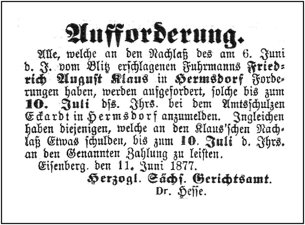 1877-06-07 Hdf Blitz Tod Claus 2